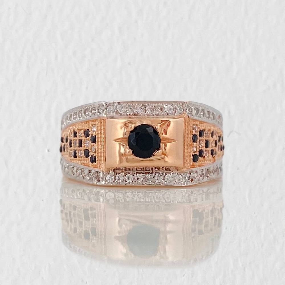 Anillo Sello Circulo 5.7g / T9 1/2 Dos Oros Blanco Rosa 18K