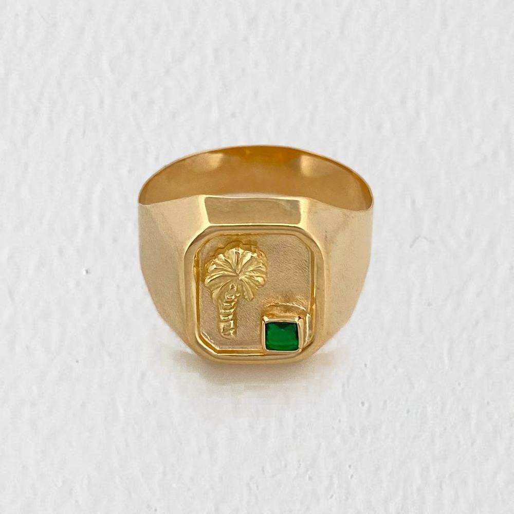 Anillo Sello Palmera 3.5g / T9 1/4 Oro Amarillo 18K