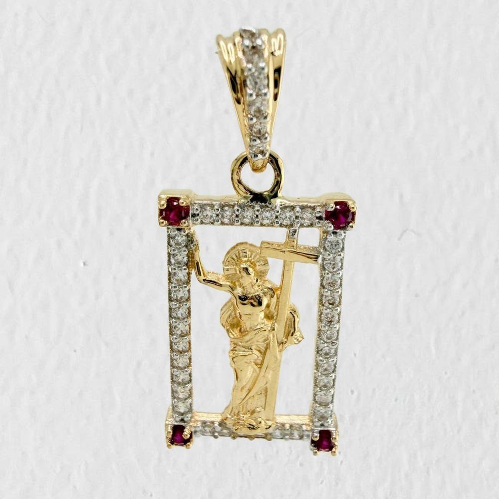 Dije Jesus Cruz 2.45gr / 2.5cm / Dos Oros Amarillo Blanco 18K