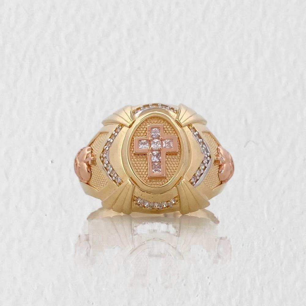 Anillo Cruz 8.35 g / T11 1/2 Tres Oros 18K