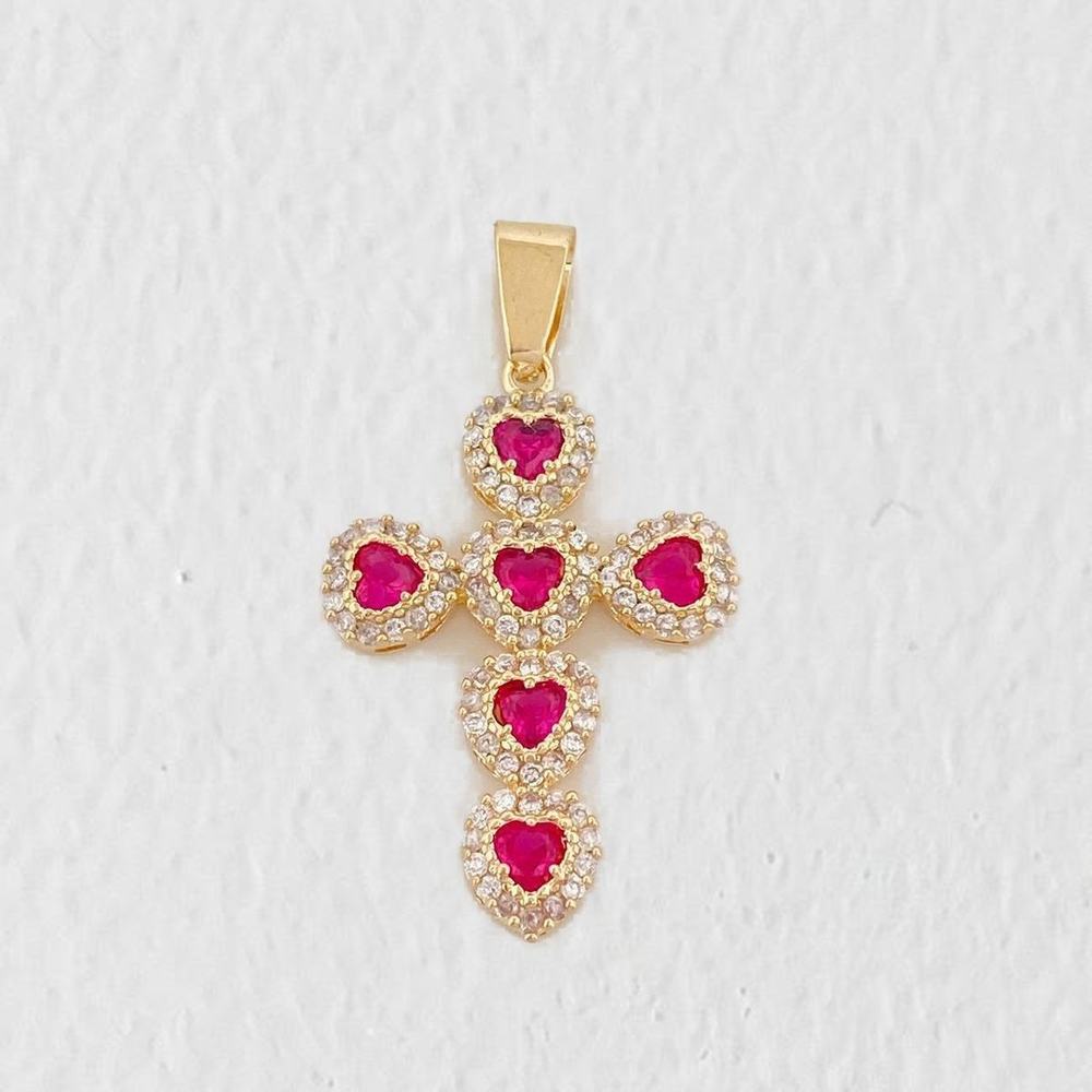 Dije Cruz Corazon Tupida 3.35g / 3.05cm Oro Amarillo 18K
