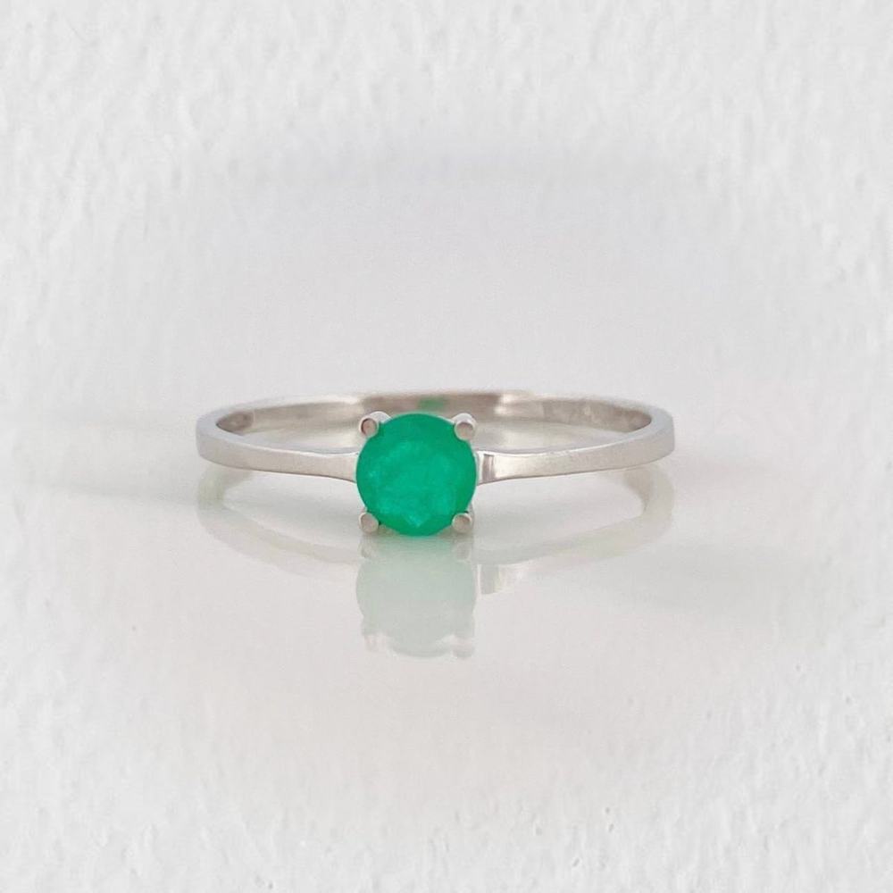 Anillo Solitario Esmeralda 0.29pts 1.15g / T6 3/4 Oro Blanco 18K